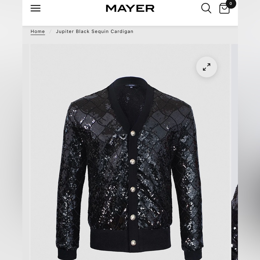 Black Sequin Cardigan Sweater with Ribbed Details